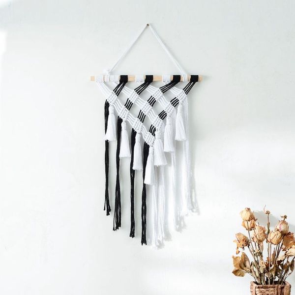 tapestries bohemian macrame wall hanging tapestry black white geometric boho hand woven apartment dorm room decoration
tapestries bohemian macrame wall hanging tapestry black white geometric boho hand woven apartment dorm room decoration