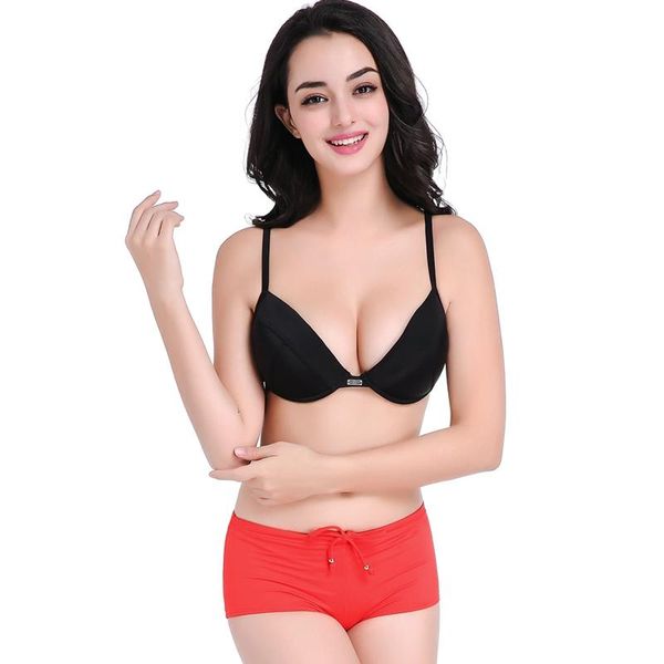 women's swimwear underwire bra split swimsuit double pad support bikini set push up bathing suits waist drawstring women beach bathers, White;black
women's swimwear underwire bra split swimsuit double pad support bikini set push up bathing suits waist drawstring women beach bathers, White;black
