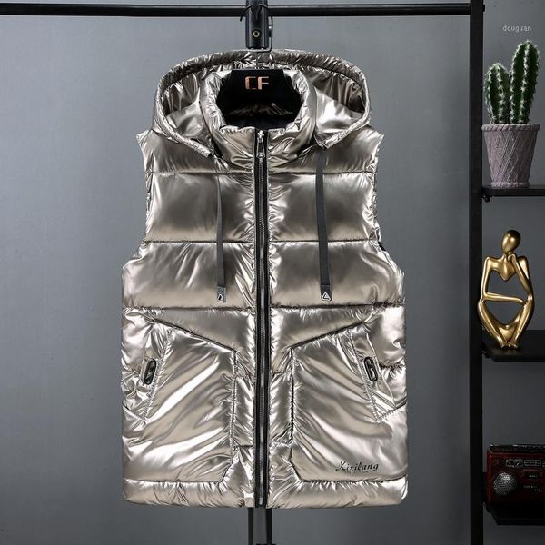 men's vests 2021 autumn winter mens jacket sleeveless vest male warm hooded cotton down waistcoat men glossy casual outwear o456, Black;white
men's vests 2021 autumn winter mens jacket sleeveless vest male warm hooded cotton down waistcoat men glossy casual outwear o456, Black;white