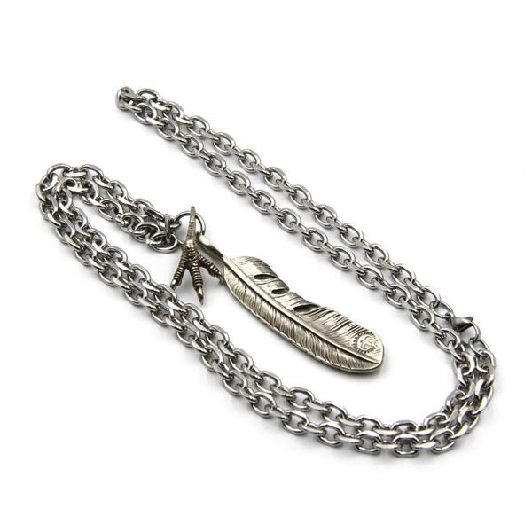 chains decorative necklace with feather&eage foot pendant 18 inches-21 inches, Silver