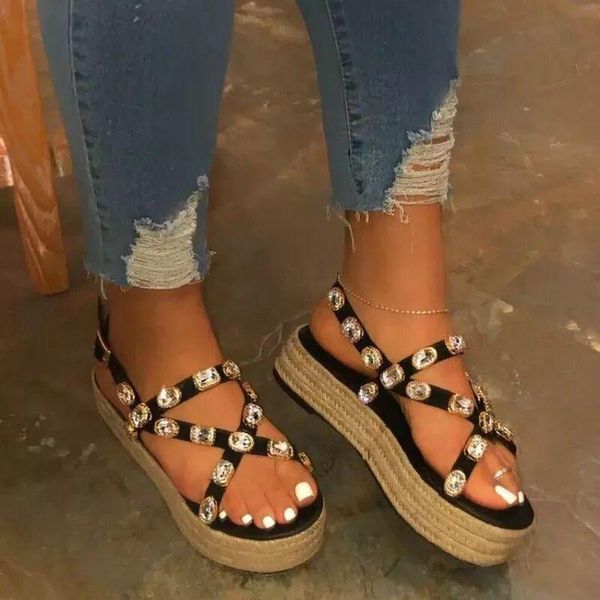 platform sandals handmade rhinestones summer open toe sandals women comfortable plus size 35-43 sandalia feminina, Black
platform sandals handmade rhinestones summer open toe sandals women comfortable plus size 35-43 sandalia feminina, Black