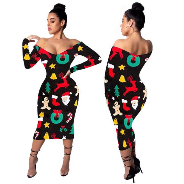 casual dresses autumn women's shoulderless dress v-neck slim fitting christmas printed stylish long sleeve bag hip one piece, Black;gray
casual dresses autumn women's shoulderless dress v-neck slim fitting christmas printed stylish long sleeve bag hip one piece, Black;gray