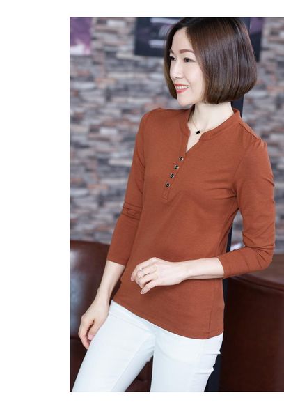 women's t-shirt the autumn outfit 2021 spring render ms long-sleeved v-neck shirt unlined upper garment dress collar, White
women's t-shirt the autumn outfit 2021 spring render ms long-sleeved v-neck shirt unlined upper garment dress collar, White