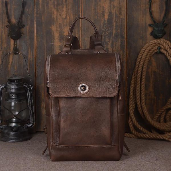 backpack handmade vegetable tanned leather travel school 9026 
backpack handmade vegetable tanned leather travel school 9026