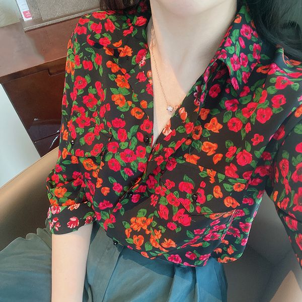 2021 new 100% seda feminina blusa floral manga longa retro turn-down colarinho impresso feminino casual camisa superior qabu, Black
2021 new 100% seda feminina blusa floral manga longa retro turn-down colarinho impresso feminino casual camisa superior qabu, Black