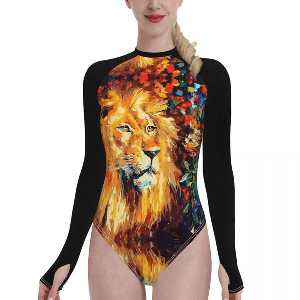 women's swimwear lion bikini elasticity swimsuit women long sleeve athletic bathing suit, White;black
women's swimwear lion bikini elasticity swimsuit women long sleeve athletic bathing suit, White;black