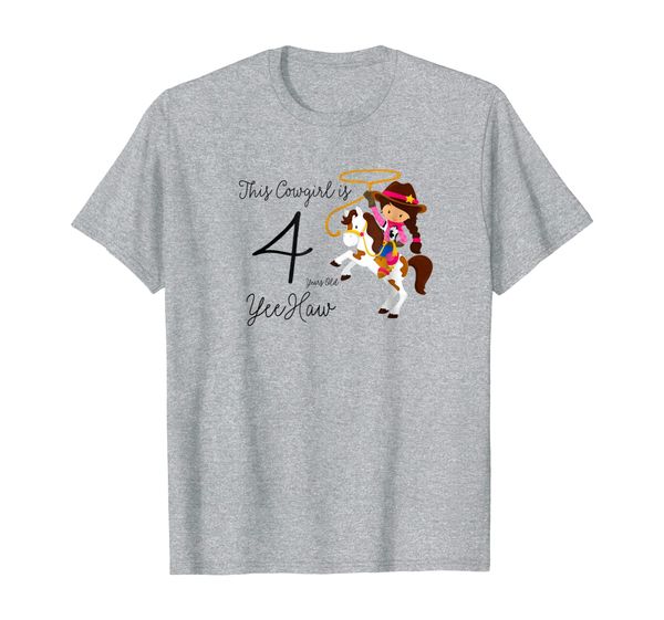 this cowgirl is 4 four years old yee haw, White;black
this cowgirl is 4 four years old yee haw, White;black