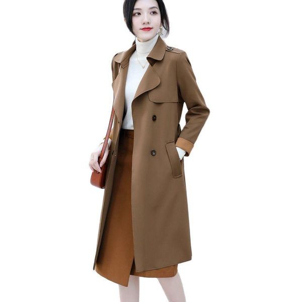 women's trench coats high-end korean long windbreaker spring autumn anti-wrinkle drape windproof overcoat casual plus size, Tan;black
women's trench coats high-end korean long windbreaker spring autumn anti-wrinkle drape windproof overcoat casual plus size, Tan;black