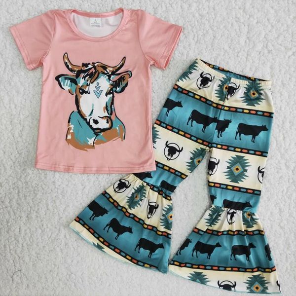 rts no moq infant baby girls cow print short sleeve bell bottom pants clothing set wholesale kids boutique outfits, White
rts no moq infant baby girls cow print short sleeve bell bottom pants clothing set wholesale kids boutique outfits, White