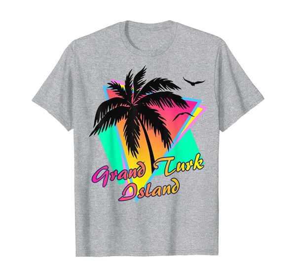 grand turk island summer beach palm tree sunset t-shirt, White;black 
grand turk island summer beach palm tree sunset t-shirt, White;black