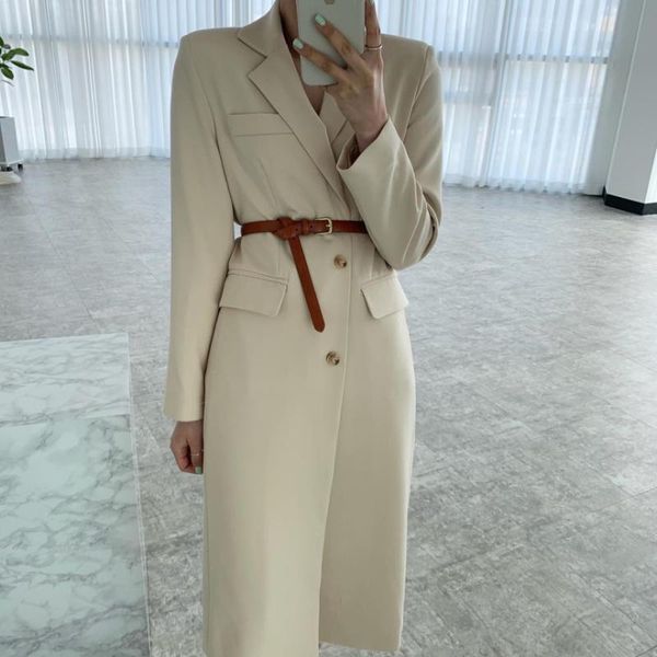 women's suits & blazers superaen 2021 autumn office lady two-button long coat blazer solid notched single breasted jacket women, White;black
women's suits & blazers superaen 2021 autumn office lady two-button long coat blazer solid notched single breasted jacket women, White;black
