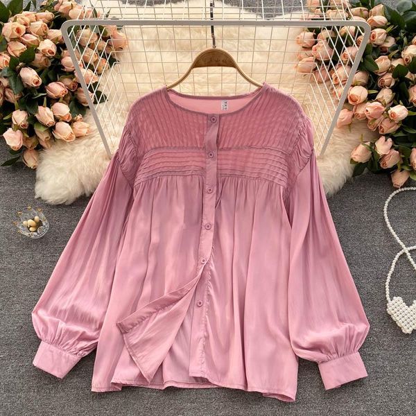 women's blouses & shirts 2021 early autumn shirt french simple style solid color round neck puff sleeve waist female slim e013, White
women's blouses & shirts 2021 early autumn shirt french simple style solid color round neck puff sleeve waist female slim e013, White