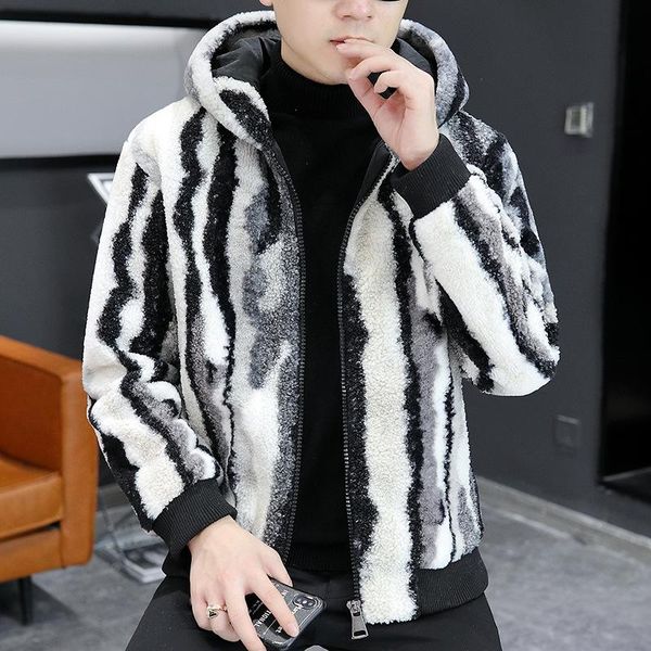 men's jackets 2021 winter printed imitation jacket youth casual striped hooded, Black;brown
men's jackets 2021 winter printed imitation jacket youth casual striped hooded, Black;brown