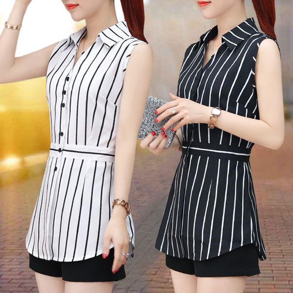 new fashion plus size striped shirt button up summer sleeveless 2021 white black korean v neck blouses women casual c85 ves3
new fashion plus size striped shirt button up summer sleeveless 2021 white black korean v neck blouses women casual c85 ves3
