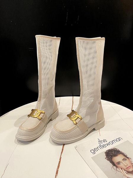 boots fashion metal decoration ladies summer korean flat-bottomed long-tube hollow mesh boots., Black
boots fashion metal decoration ladies summer korean flat-bottomed long-tube hollow mesh boots., Black