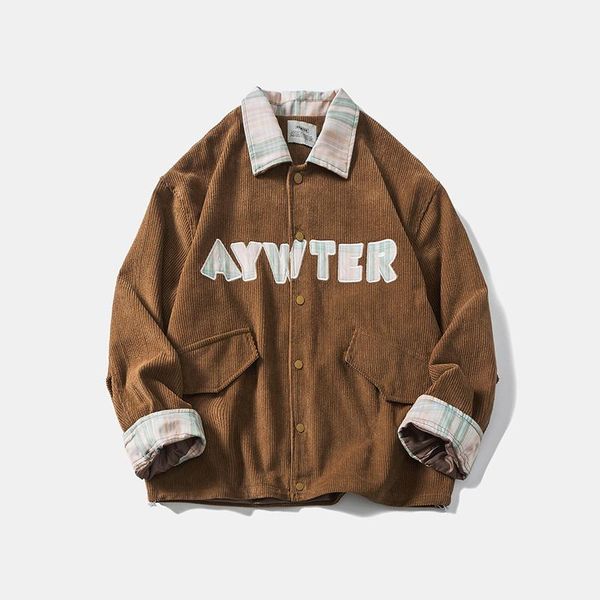 men's jackets spring and autumn japanese retro corduroy casual jacket men women korean embroidery lapel pockets windbreaker oversize co, Black;brown
men's jackets spring and autumn japanese retro corduroy casual jacket men women korean embroidery lapel pockets windbreaker oversize co, Black;brown