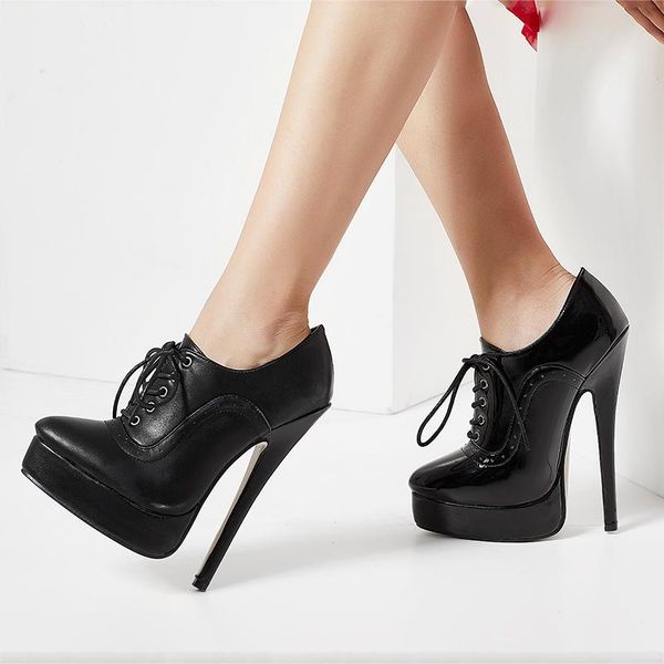 dress shoes jialuowei 18cm high heel fetish thin women pumps platform stiletto pointed toe lace-up ladies plus size, Black
dress shoes jialuowei 18cm high heel fetish thin women pumps platform stiletto pointed toe lace-up ladies plus size, Black