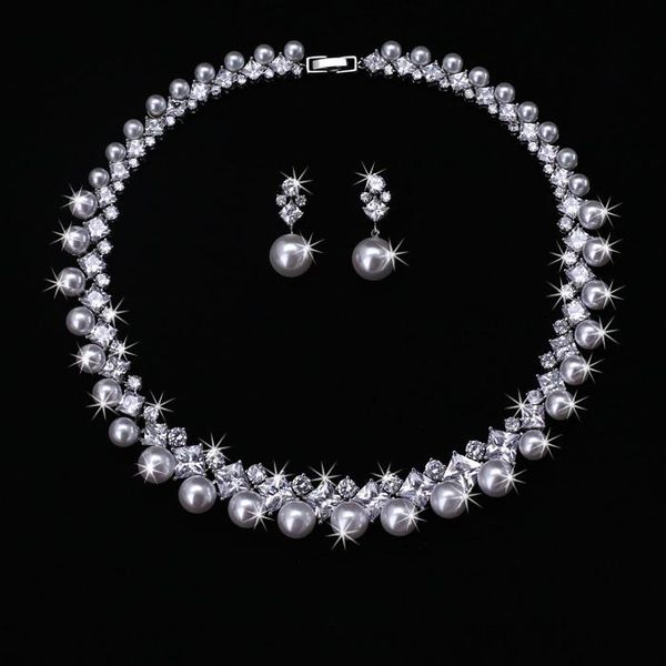 earrings & necklace clear zirconia and pearl 18kwg cubic zircon wedding jewelry set ,earrings necklace,promotion,nickel factory pr, Silver
earrings & necklace clear zirconia and pearl 18kwg cubic zircon wedding jewelry set ,earrings necklace,promotion,nickel factory pr, Silver
