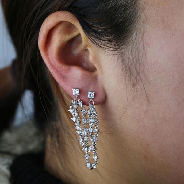 dangle & chandelier bling 5a cz rhinestone earrings tassel earring for women luxury jewelry long chain party fashion accessories, Silver
dangle & chandelier bling 5a cz rhinestone earrings tassel earring for women luxury jewelry long chain party fashion accessories, Silver