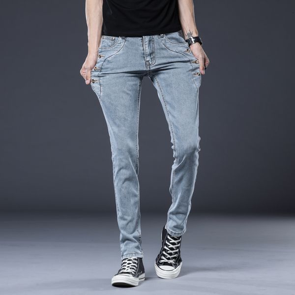 brand denim men hip hop slight stretch jeans mid waist full length young fashion pencil pant tjqc, Blue
brand denim men hip hop slight stretch jeans mid waist full length young fashion pencil pant tjqc, Blue
