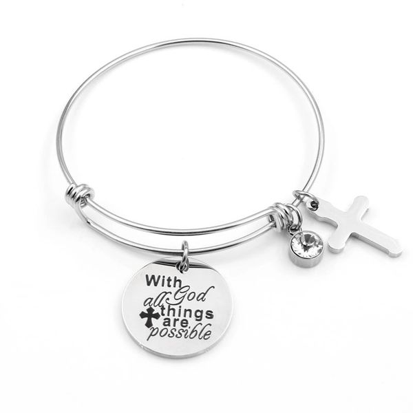 charm bracelets villwice cross bracelet bangle stainless steel engraved 'with god all things are possible' christian jewelry gift, Golden;silver
charm bracelets villwice cross bracelet bangle stainless steel engraved 'with god all things are possible' christian jewelry gift, Golden;silver