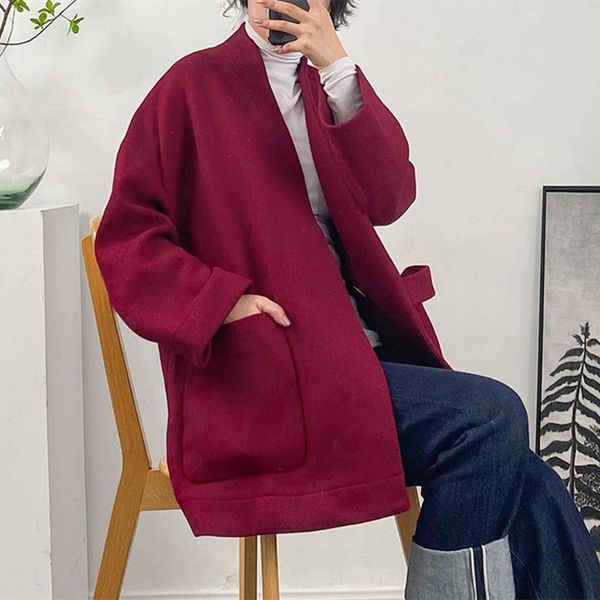 2021 new woolen v-neck jacket women lace-up loose simple autumn winter coat with pockets 4a3c, Black
2021 new woolen v-neck jacket women lace-up loose simple autumn winter coat with pockets 4a3c, Black