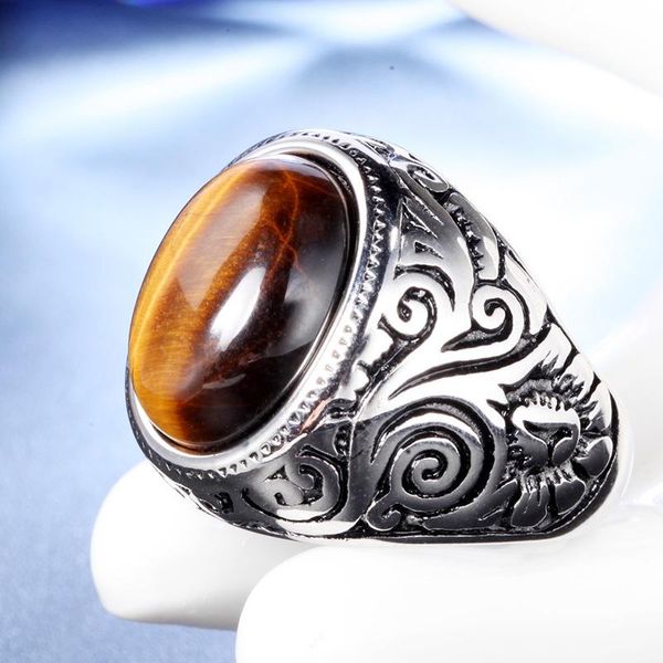 cluster rings vintage brown/white stone ring for men punk rock 316l stainless steel inlaid tricolor carnelian jewelry gift, Golden;silver
cluster rings vintage brown/white stone ring for men punk rock 316l stainless steel inlaid tricolor carnelian jewelry gift, Golden;silver