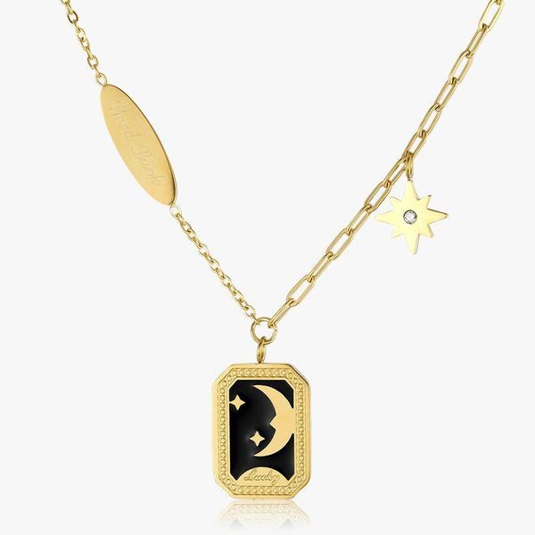 chains vintage black enamel star moon myth pendant necklace for women good luck 316 stainless steel gold plated collarbone chain, Silver
chains vintage black enamel star moon myth pendant necklace for women good luck 316 stainless steel gold plated collarbone chain, Silver