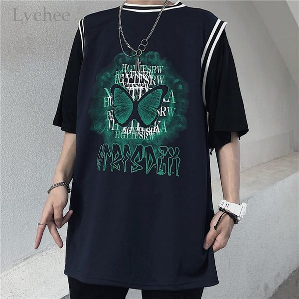 women's t-shirt lychee harajuku butterfly letter print women t shirts summer basketball short-sleeved fake two-piece casual lady tee, White
women's t-shirt lychee harajuku butterfly letter print women t shirts summer basketball short-sleeved fake two-piece casual lady tee, White