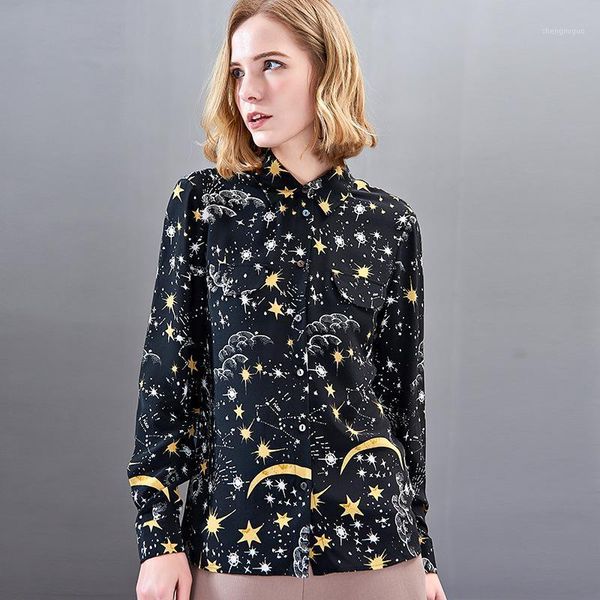 women's blouses and silk black golden star floral office formal casual shirts plus large size spring summer haut femme &, White
women's blouses and silk black golden star floral office formal casual shirts plus large size spring summer haut femme &, White