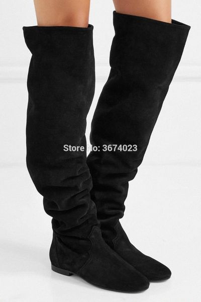 qianruiti women black suede over the knee boots slip on flats thigh high boots round toe long fashion shoes women o7nl#
qianruiti women black suede over the knee boots slip on flats thigh high boots round toe long fashion shoes women o7nl#