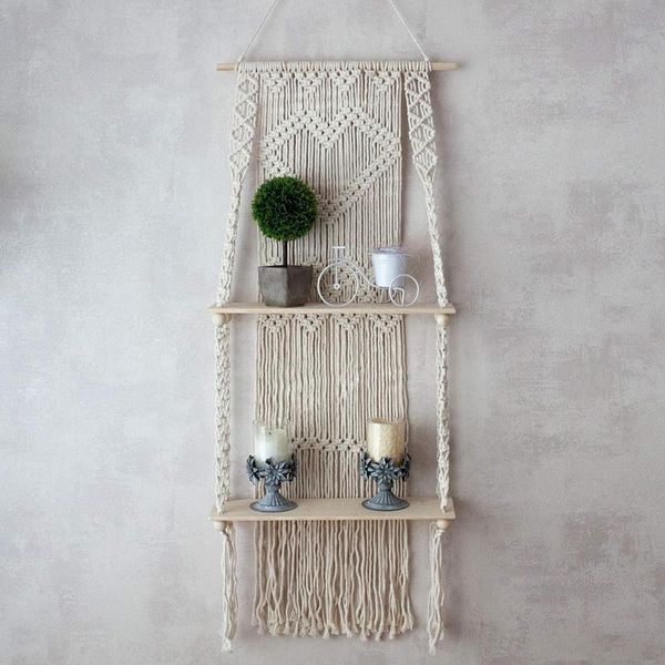 boho macrame wall hanging shelf 2 tier handmade woven tel wood floating shelves wall floating hanger for home decor
boho macrame wall hanging shelf 2 tier handmade woven tel wood floating shelves wall floating hanger for home decor