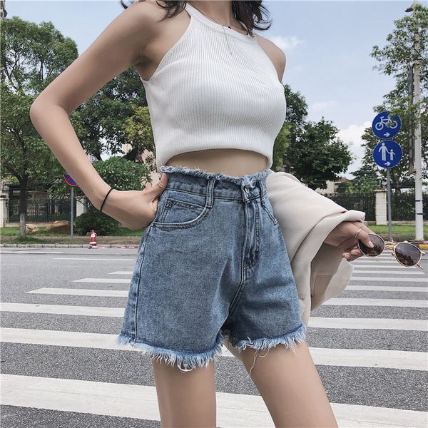2021 new summer high waist frayed blue denim casual female solid color streetwear wide leg loose black jeans shorts 66k1, White;black
2021 new summer high waist frayed blue denim casual female solid color streetwear wide leg loose black jeans shorts 66k1, White;black
