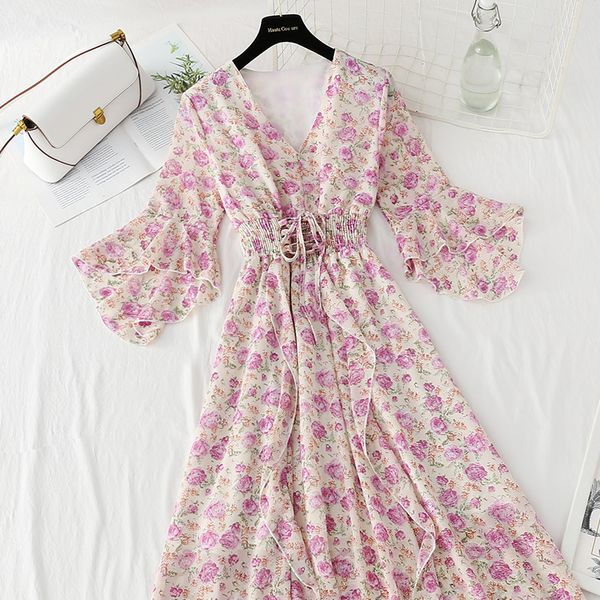 2021 new woman dress female super fairy sweet floral chiffon retro v-neck trumpet sleeve long skirt bandage dresses for women, Black;gray
2021 new woman dress female super fairy sweet floral chiffon retro v-neck trumpet sleeve long skirt bandage dresses for women, Black;gray