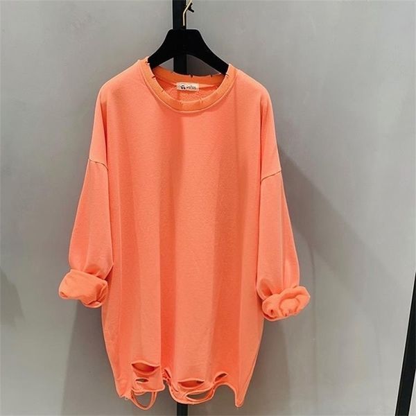 autumn new long sleeved hole women t shirt casual loose girls pink pullover clothing 210310, White
autumn new long sleeved hole women t shirt casual loose girls pink pullover clothing 210310, White