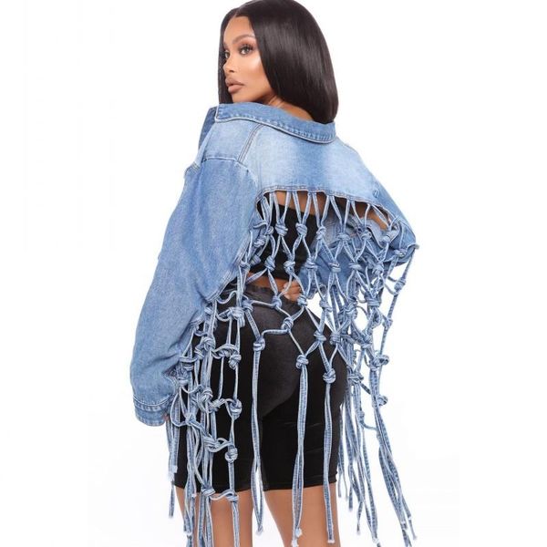 women's jackets short denim women coat loose full sleeve tassel grid hollow out outerwear fashion street style hip hop jeand jacket 202, Black;brown
women's jackets short denim women coat loose full sleeve tassel grid hollow out outerwear fashion street style hip hop jeand jacket 202, Black;brown