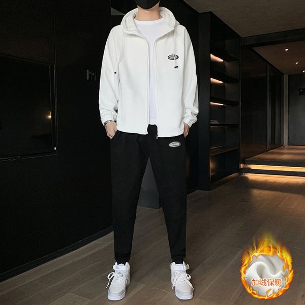 sports leisure suit 2021 autumn and winter new two-piece set plush hooded et suit men's fashion, Gray
sports leisure suit 2021 autumn and winter new two-piece set plush hooded et suit men's fashion, Gray