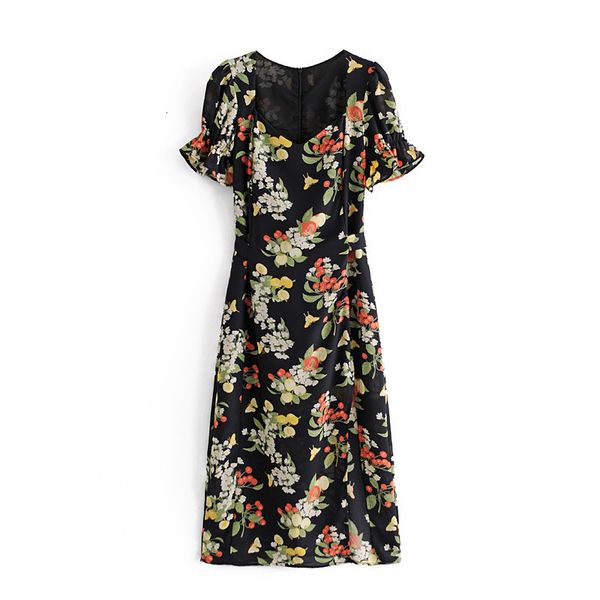 2021 new and the united states women's printing small square collar elastic hubble-bubble sleeve bind waist split cdgn, Black;gray
2021 new and the united states women's printing small square collar elastic hubble-bubble sleeve bind waist split cdgn, Black;gray