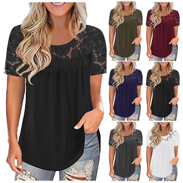 women's blouses & shirts plus size blouse hollow lace solid color round neck short sleeves casual shirt large feminina camisas blusas, White
women's blouses & shirts plus size blouse hollow lace solid color round neck short sleeves casual shirt large feminina camisas blusas, White