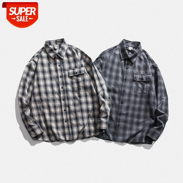 men's autumn japanese simple plaid long-sleeved shirt tide brand retro casual #ny7e, White;black
men's autumn japanese simple plaid long-sleeved shirt tide brand retro casual #ny7e, White;black