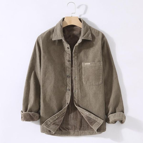 men's clothing 2021 winter warm plus velvet padded shirt men's casual solid color pocket decoration can wear corduroy shirt, White;black
men's clothing 2021 winter warm plus velvet padded shirt men's casual solid color pocket decoration can wear corduroy shirt, White;black