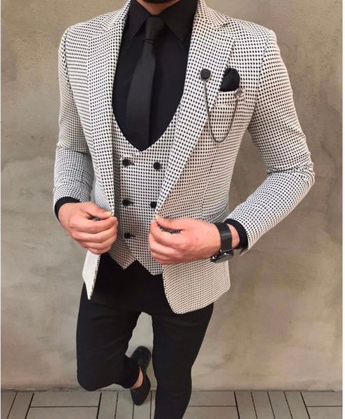 men's suits & blazers more recent thin sea blue suit for groom s tuxedo 3-piece godfather wedding s man 3nfe, White;black 
men's suits & blazers more recent thin sea blue suit for groom s tuxedo 3-piece godfather wedding s man 3nfe, White;black