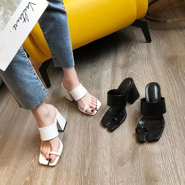 slippers women's square toe flip flops mules chunky heel sandals slip on ring open high heels slides, Black
slippers women's square toe flip flops mules chunky heel sandals slip on ring open high heels slides, Black