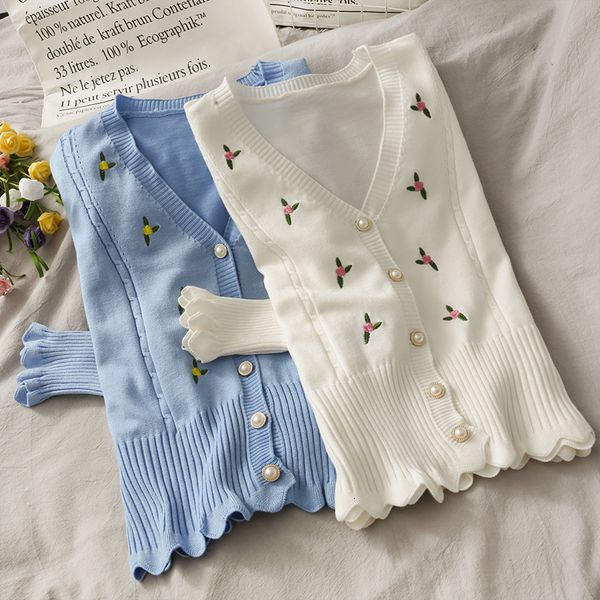 2021 casual women's embroidery sweater autumn blue/white cardigan for female v-neck long sleeve knitted shirts sweet jumper coms, White;black
2021 casual women's embroidery sweater autumn blue/white cardigan for female v-neck long sleeve knitted shirts sweet jumper coms, White;black