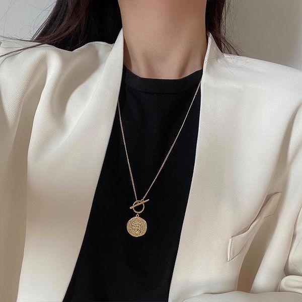 pendant necklaces origin summer korean head portrait coin for women gold color chain toggle clasp circle necklace accessories, Silver
pendant necklaces origin summer korean head portrait coin for women gold color chain toggle clasp circle necklace accessories, Silver