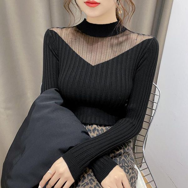 new women 2021 autumn winter lace slim half turtleneck pullovers female sweaters lady full sleeve stretch knitted jumpers a5490sed, White;black
new women 2021 autumn winter lace slim half turtleneck pullovers female sweaters lady full sleeve stretch knitted jumpers a5490sed, White;black