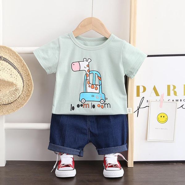 clothing sets 2021 summer children's short-sleeved suit cotton boys t-shirt shorts two-piece cartoon giraffe baby girls 1-4 years, White
clothing sets 2021 summer children's short-sleeved suit cotton boys t-shirt shorts two-piece cartoon giraffe baby girls 1-4 years, White