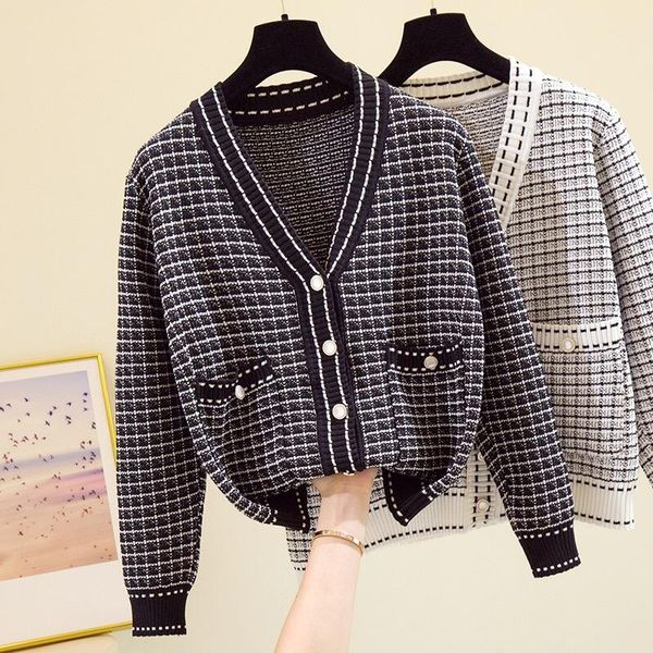 women's sweaters knitted cardigan woman long-sleeved v-neck blouse 2021 casual loose all-match clothing sleev sweater jacket, White;black
women's sweaters knitted cardigan woman long-sleeved v-neck blouse 2021 casual loose all-match clothing sleev sweater jacket, White;black