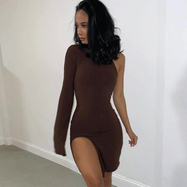 one shoulder long sleeve dress women party dresses side slit autumn fashion skinny clubwear mini dress solid robes, Black;gray
one shoulder long sleeve dress women party dresses side slit autumn fashion skinny clubwear mini dress solid robes, Black;gray