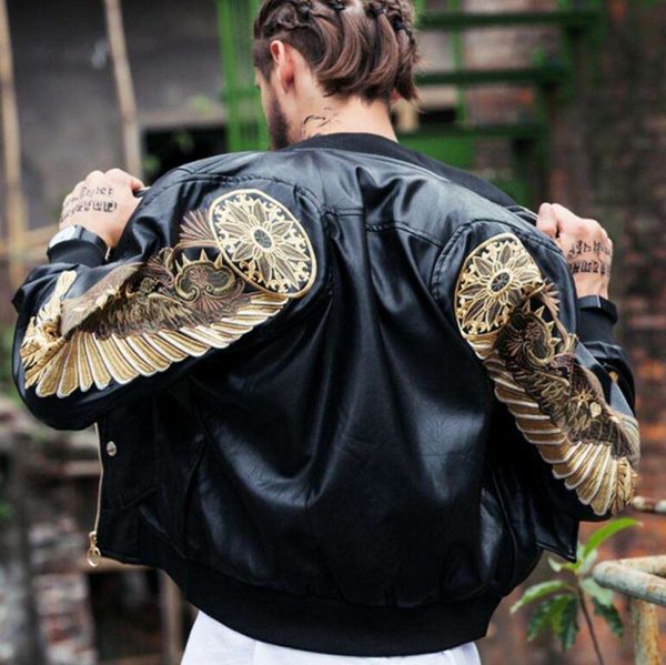 2021 mens leather jacket fur for bomber faux red black outwear gold wings embroidery punk motorcycle slim coat ing
2021 mens leather jacket fur for bomber faux red black outwear gold wings embroidery punk motorcycle slim coat ing